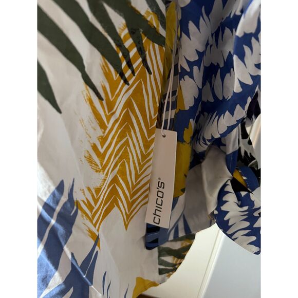 NWT Chicos Mixed folliage print cotton blouse size XLarge - Picture 4 of 9